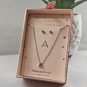 LC Lauren Conrad 16 Inch Gold-tone Initial Necklace Set